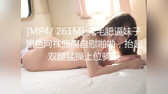 [MP4/ 261M] 无毛肥逼妹子黑色网袜假屌自慰啪啪，抬起双腿猛操上位骑乘