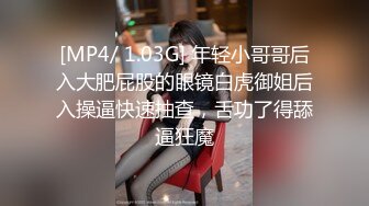 [MP4/ 1.03G] 年轻小哥哥后入大肥屁股的眼镜白虎御姐后入操逼快速抽查，舌功了得舔逼狂魔